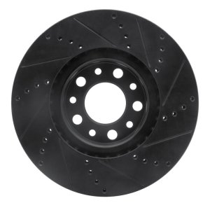 Chrysler 200 Brake Rotor (1) - Front Left - R1 Concepts - Drilled & Slotted - Black - `13-`23